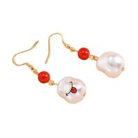 Kunststoff Perle Zink Legierung Ohrring, Zinklegierung, mit Kunststoff Perlen, goldfarben plattiert, Modeschmuck & DIY, gemischte Farben, 16x54mm, verkauft von Paar