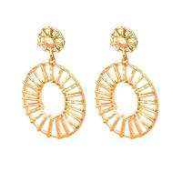 Zinc Alloy Drop Earring, Round, gold color plated, fashion jewelry & DIY & hollow 