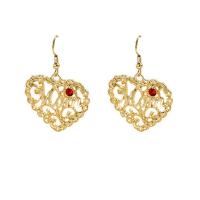 Zinc Alloy Drop Earring, Heart, gold color plated, fashion jewelry & micro pave cubic zirconia & hollow, mixed colors 