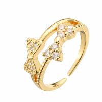 Cubic Zirconia Micro Pave Brass Finger Ring, plated, fashion jewelry & micro pave cubic zirconia, golden, inner .7 ~1.9cm [
