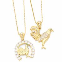 Cubic Zircon Micro Pave Brass Necklace, with 5cm extender chain, Animal, plated, fashion jewelry & micro pave cubic zirconia, golden cm [