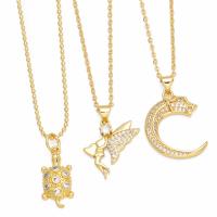 Cubic Zircon Micro Pave Brass Necklace, with 5cm extender chain, plated, fashion jewelry & micro pave cubic zirconia, golden cm [