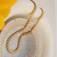 Titanium Steel Chain Necklace, Wheat, real gold plated, fashion jewelry & for woman Approx 15.7 Inch [