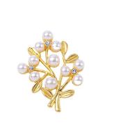 DIY Hair Flowers, Zinc Alloy, with Plastic Pearl, Branch, plated, with rhinestone [