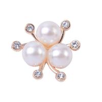 DIY Hair Flowers, Zinc Alloy, with Plastic Pearl, plated, with rhinestone 
