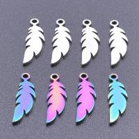 Stainless Steel Leaf Pendant, 304 Stainless Steel, Feather, Vacuum Ion Plating, DIY 