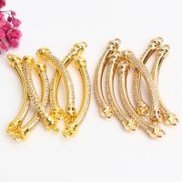 Brass Curved Tube Beads, high quality plated, DIY & micro pave cubic zirconia Approx 3.5mm [