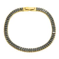 Stainless Steel Chain Bracelets, 304 Stainless Steel, 18K gold plated, fashion jewelry & micro pave cubic zirconia & for woman 5mm Approx 7.48 Inch [