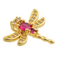 Rhinestone Brass Pendants, Dragonfly, gold color plated, fashion jewelry & DIY & with rhinestone, mixed colors 
