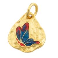 Pendentifs de Émail laiton , papillon, Placage de couleur d'or, bijoux de mode & DIY & émail, couleurs mélangées Vendu par PC