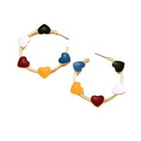 Enamel Zinc Alloy Stud Earring, Heart, gold color plated, fashion jewelry & for woman, mixed colors 