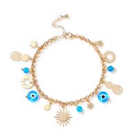 Evil Eye Jewelry Bracelet, Brass, with Gemstone & Glass, with 3cm extender chain, gold color plated, fashion jewelry & for woman, two different colored cm 