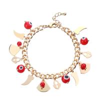 Evil Eye Jewelry Bracelet, Brass, with Gemstone & Glass & Iron, with 4cm extender chain, gold color plated, fashion jewelry & evil eye pattern & for woman, two different colored cm 
