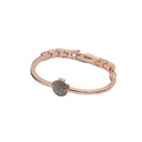bracelet en alliage zinc à stras ,, alliage de zinc, Plat rond, Plaqué de couleur d'or rose, bijoux de mode & pour femme & avec strass Vendu par PC[