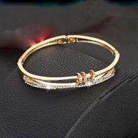 bracelet en alliage zinc à stras ,, alliage de zinc, plaqué de couleur d'or KC, bijoux de mode & pour femme & avec strass Vendu par PC