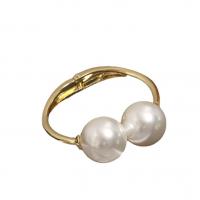 Fashion Zinc Alloy Bangle, with Plastic Pearl, Round, KC gold color plated, fashion jewelry & for woman, white [