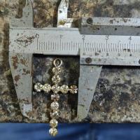 Colgantes de latón de imitación de diamante, metal, Cruces, Bricolaje & con diamantes de imitación, 35x21x3mm, agujero:aproximado 5x4mm, Vendido por UD