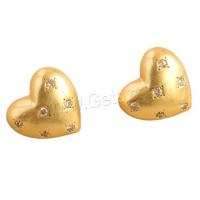Brass Stud Earring, Heart, gold color plated, fashion jewelry & micro pave cubic zirconia & for woman 