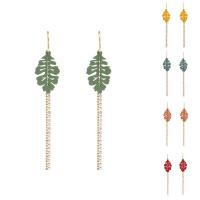 Fashion Fringe Earrings, Zinc Alloy, Leaf, gold color plated, stoving varnish & for woman & with rhinestone 