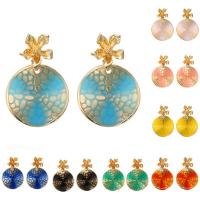 Enamel Zinc Alloy Drop Earring, with Plastic Pearl, gold color plated & for woman [