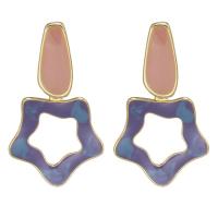 Enamel Zinc Alloy Drop Earring, Star, gold color plated, for woman & hollow [
