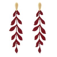 Zinc Alloy Drop Earring, Leaf, gold color plated, stoving varnish & for woman 