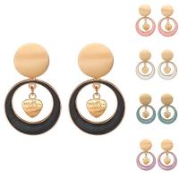 Enamel Zinc Alloy Drop Earring, Donut, gold color plated, for woman [