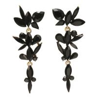 Zinc Alloy Rhinestone Drop Earring, with Zinc Alloy, gold color plated, for woman 