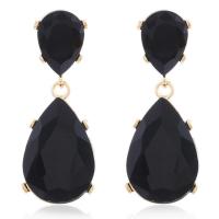 Zinc Alloy Rhinestone Drop Earring, with Zinc Alloy, Teardrop, gold color plated, for woman 