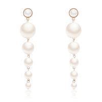 Resin Zinc Alloy Earring, Resin Pearl, with Zinc Alloy, Round, gold color plated, for woman, white 