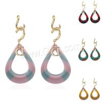 Acrylic Drop Earring, with Zinc Alloy, Teardrop, gold color plated, for woman & hollow 