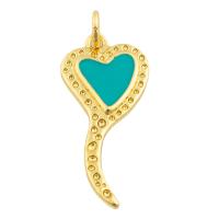 Brass Heart Pendants, gold color plated, fashion jewelry & DIY & enamel, mixed colors 