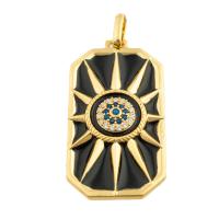 Rhinestone Brass Pendants, Square, gold color plated, fashion jewelry & DIY & enamel & with rhinestone, mixed colors 
