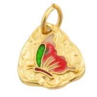 Эмаль латунь подвески, Латунь, бабочка, плакирован золотом, ювелирные изделия моды & DIY & эмаль, разноцветный продается PC