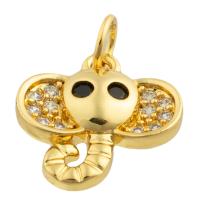 Rhinestone Brass Pendants, Elephant, gold color plated, fashion jewelry & DIY & with rhinestone 