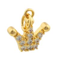 Rhinestone Brass Pendants, Crown, gold color plated, fashion jewelry & DIY 