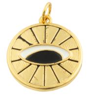 Enamel Brass Pendants, Round, gold color plated, fashion jewelry & DIY, mixed colors 