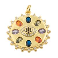 Rhinestone Brass Pendants, with Glass Rhinestone, gold color plated, fashion jewelry & DIY & with rhinestone, mixed colors 