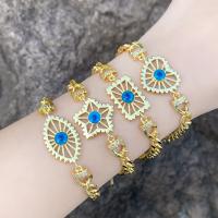 Evil Eye Jewelry Bracelet, Brass, with 5cm extender chain, plated, fashion jewelry & enamel, gold cm 