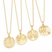 Brass Jewelry Necklace, with 5cm extender chain, 12 Signs of the Zodiac, plated, fashion jewelry golden cm 