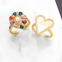 Cubic Zirconia Micro Pave Brass Finger Ring, plated, fashion jewelry & micro pave cubic zirconia & enamel Inner Approx 17mm [