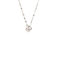 Titanium Steel Jewelry Necklace, with 2inch extender chain, Cube, rose gold color plated, for woman & with rhinestone & hollow Approx 15.7 Inch [