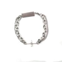 Titane bracelet en acier et bracelet, Acier titane, Double couche & unisexe & avec strass, couleur originale Environ 7.9 pouce, Vendu par PC