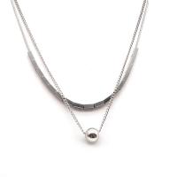 Fashion Multi Layer Necklace, Titanium Steel, with 2inch extender chain, Round, Double Layer & Unisex & oval chain, original color Approx 18.3 Inch, Approx  19.5 Inch 