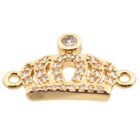Cubic Zirconia Micro Pave Brass Connector, Crown, high quality gold color plated, DIY & micro pave cubic zirconia Approx 2mm 