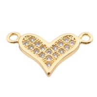 Cubic Zirconia Micro Pave Brass Connector, Heart, high quality gold color plated, DIY & micro pave cubic zirconia Approx 2mm [