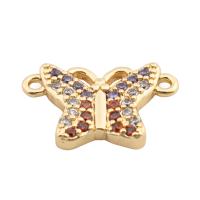 Cubic Zirconia Micro Pave Brass Connector, Butterfly, high quality gold color plated, DIY & micro pave cubic zirconia Approx 2mm [
