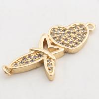 Cubic Zirconia Micro Pave Brass Connector, high quality gold color plated, DIY & micro pave cubic zirconia Approx 2mm [