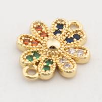 Cubic Zirconia Micro Pave Brass Connector, Flower, high quality gold color plated, DIY & micro pave cubic zirconia Approx 2mm [