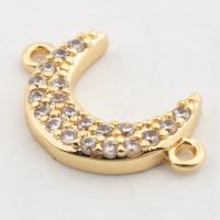 Cubic Zirconia Micro Pave Brass Connector, Moon, high quality gold color plated, DIY & micro pave cubic zirconia Approx 2mm 